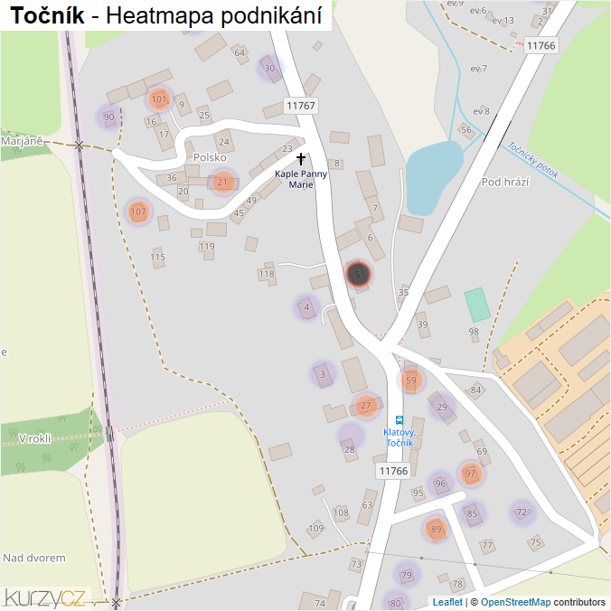 Mapa Točník - Firmy v části obce.