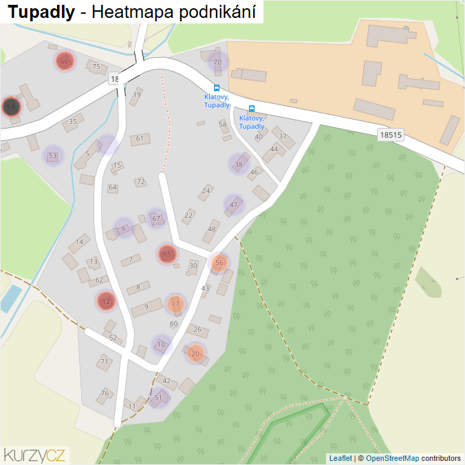Mapa Tupadly - Firmy v části obce.