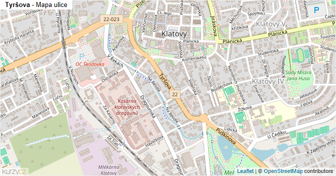 Tyršova - mapa ulice