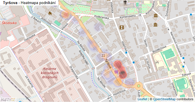 Tyršova - mapa podnikání