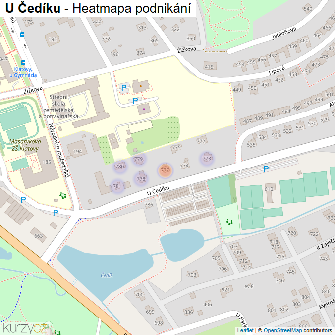 Mapa U Čedíku - Firmy v ulici.