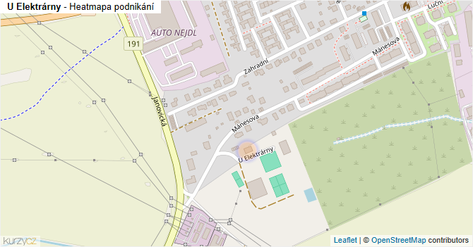 U Elektrárny - mapa podnikání