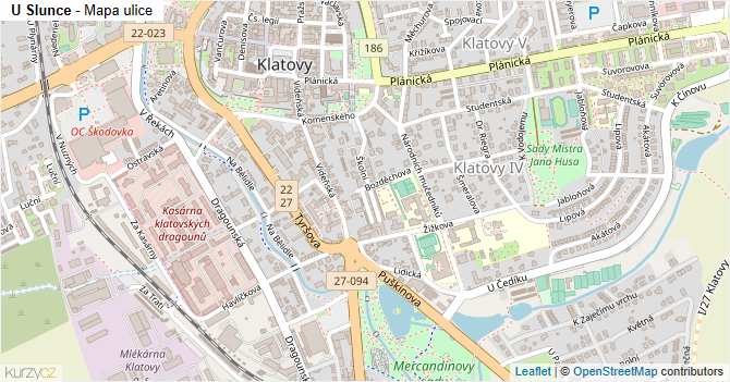 U Slunce - mapa ulice