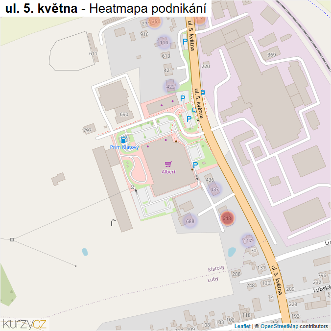 Mapa ul. 5. května - Firmy v ulici.