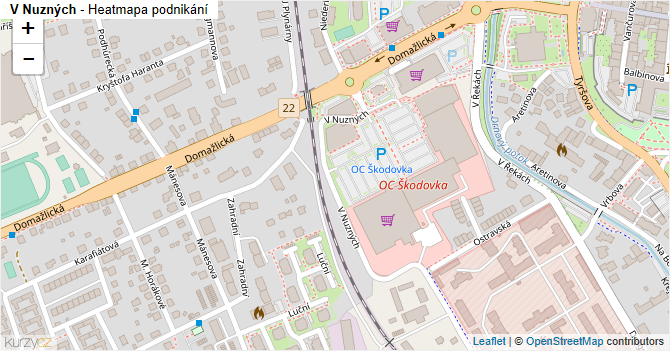 V Nuzných - mapa podnikání