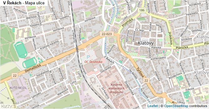 V Řekách - mapa ulice