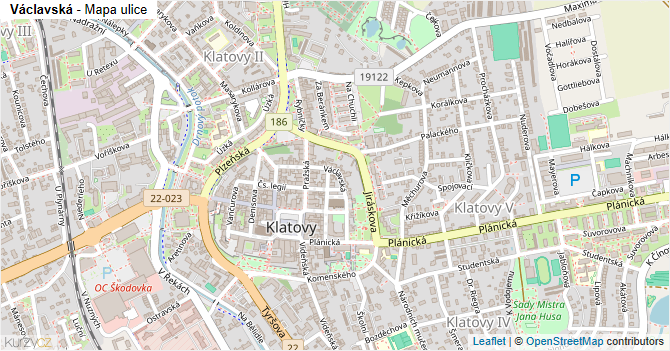Václavská - mapa ulice