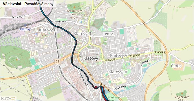 Václavská - záplavové mapy stoleté vody