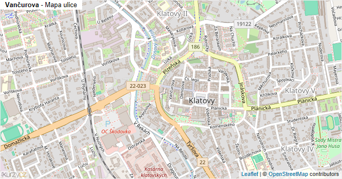 Vančurova - mapa ulice