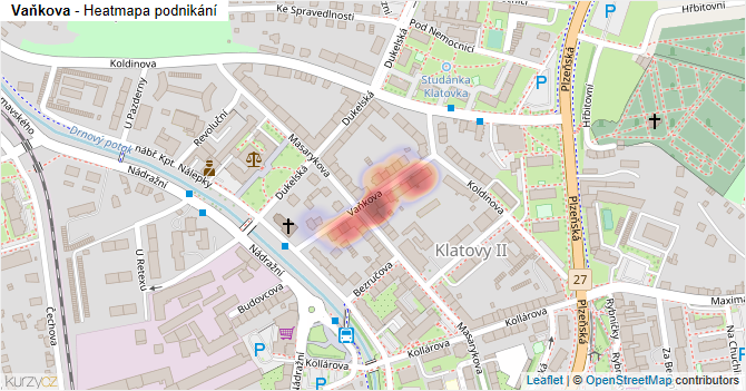 Vaňkova - mapa podnikání