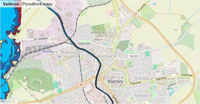 Vaňkova - záplavové mapy stoleté vody