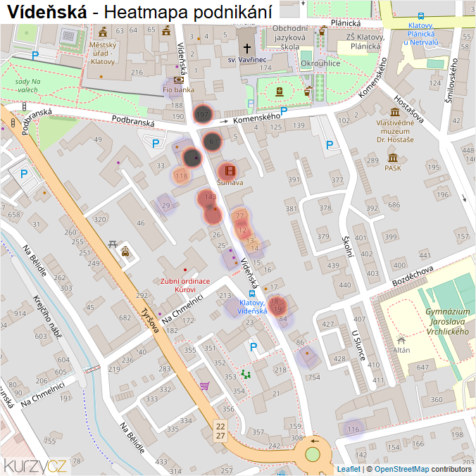Mapa Vídeňská - Firmy v ulici.