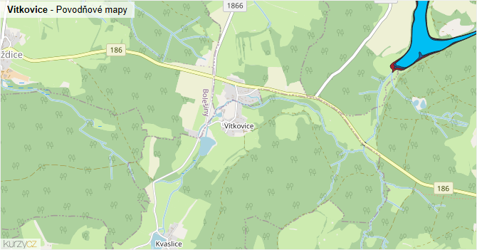 Vítkovice - záplavové mapy stoleté vody