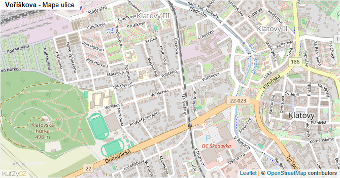 Voříškova - mapa ulice