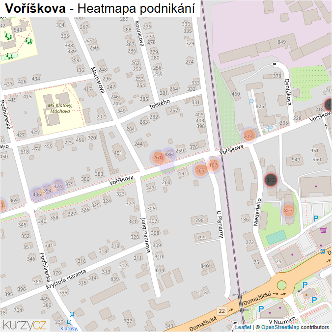 Mapa Voříškova - Firmy v ulici.