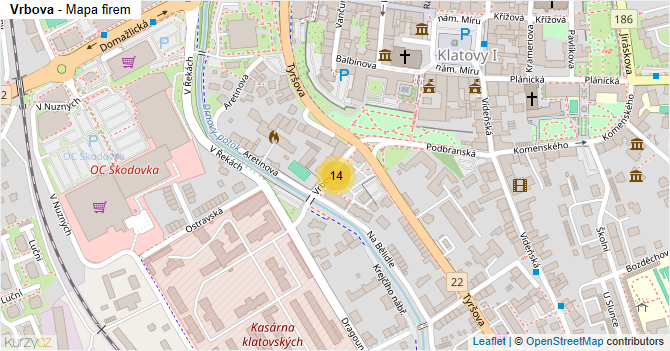 Vrbova - mapa firem