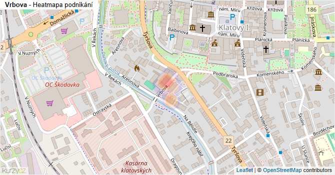Vrbova - mapa podnikání