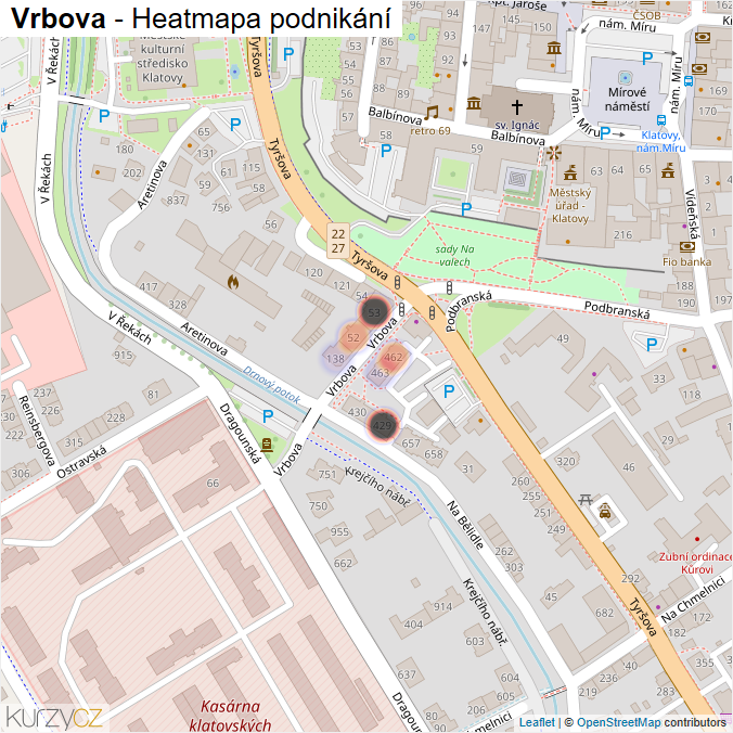 Mapa Vrbova - Firmy v ulici.