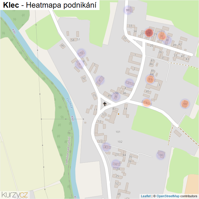 Mapa Klec - Firmy v části obce.