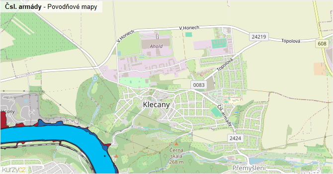Čsl. armády - záplavové mapy stoleté vody