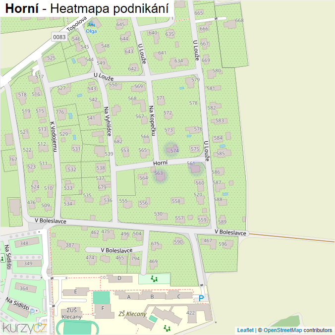 Mapa Horní - Firmy v ulici.