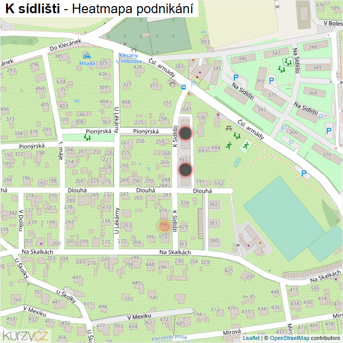 Mapa K sídlišti - Firmy v ulici.