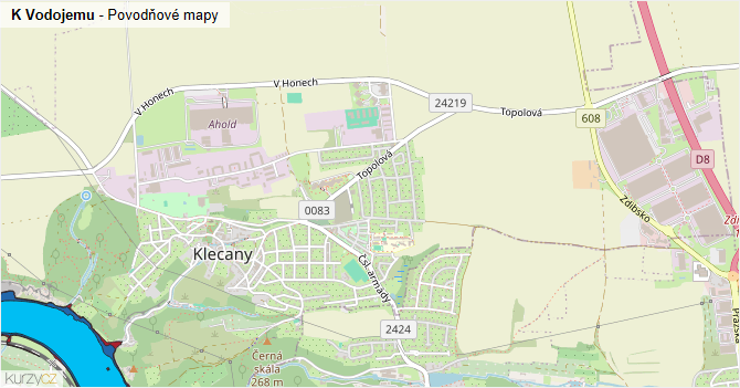 K Vodojemu - záplavové mapy stoleté vody