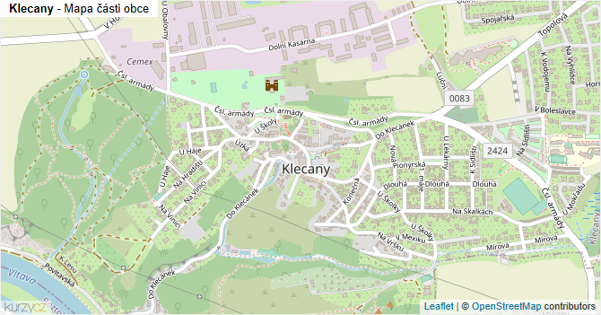 Klecany - mapa části obce