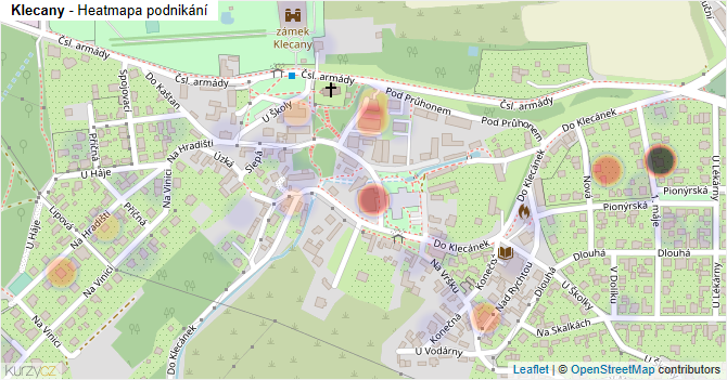 Klecany - mapa podnikání