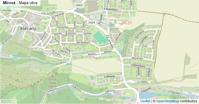 Mírová - mapa ulice