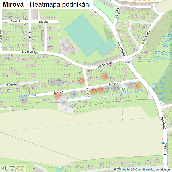 Mapa Mírová - Firmy v ulici.