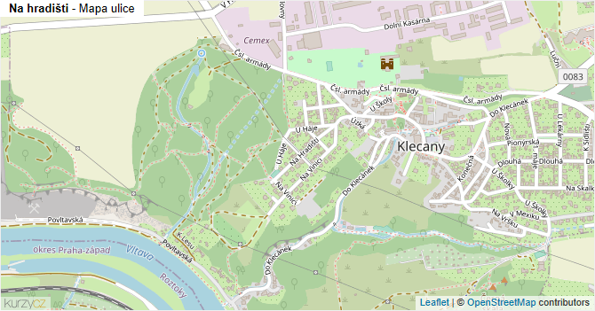 Na hradišti - mapa ulice