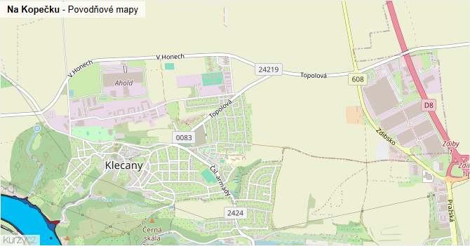Na Kopečku - záplavové mapy stoleté vody
