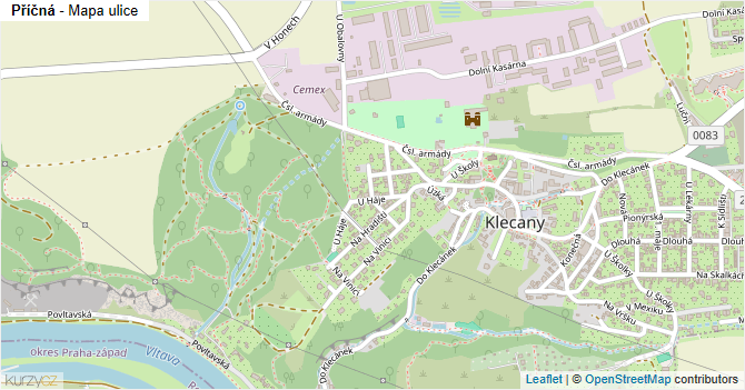 Příčná - mapa ulice