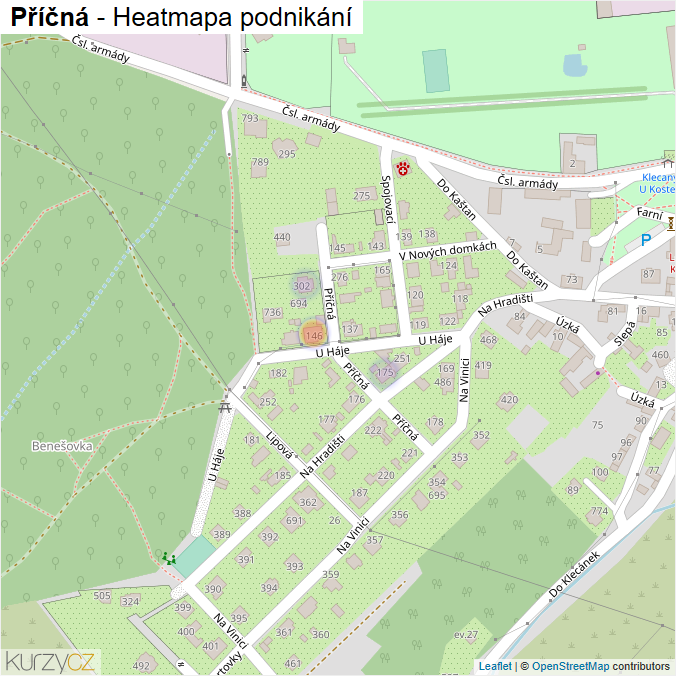 Mapa Příčná - Firmy v ulici.