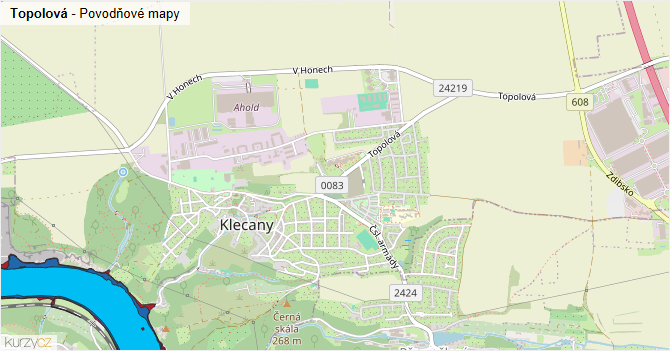 Topolová - záplavové mapy stoleté vody
