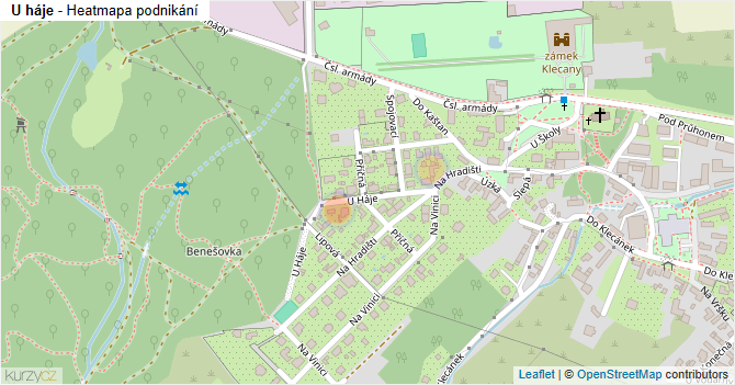 U háje - mapa podnikání