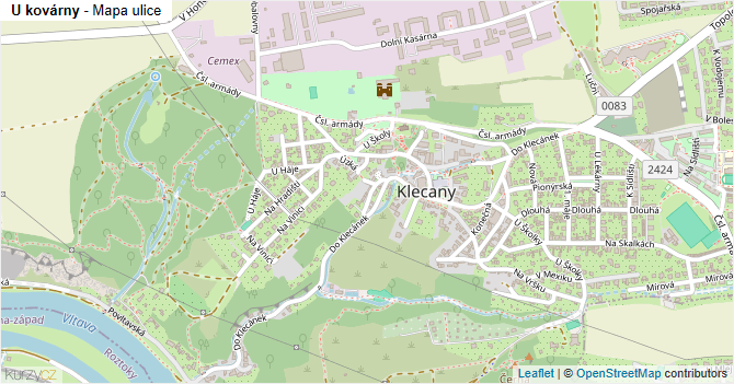 U kovárny - mapa ulice