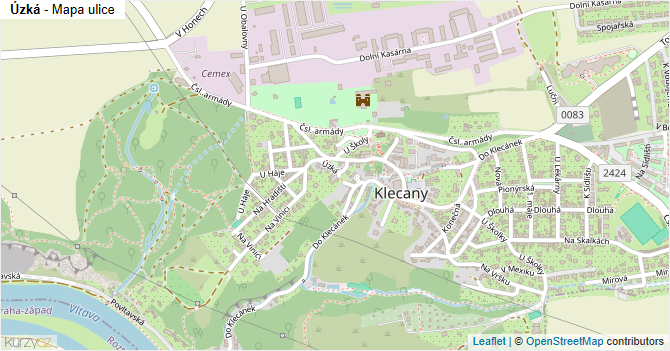 Úzká - mapa ulice
