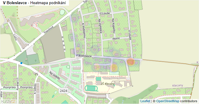 V Boleslavce - mapa podnikání