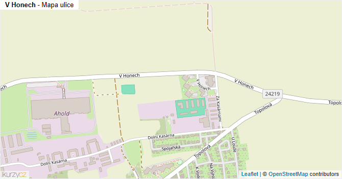 V Honech - mapa ulice