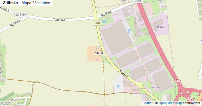 Zdibsko - mapa části obce
