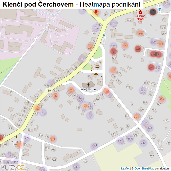 Mapa Klenčí pod Čerchovem - Firmy v části obce.