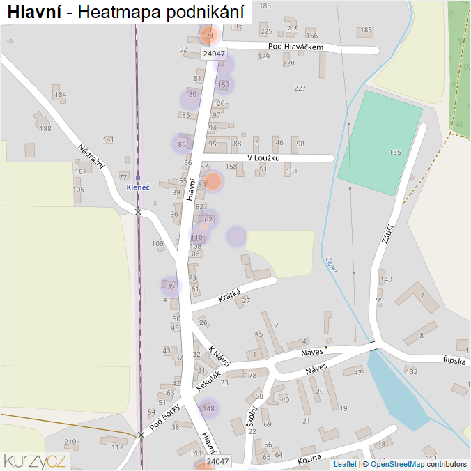 Mapa Hlavní - Firmy v ulici.