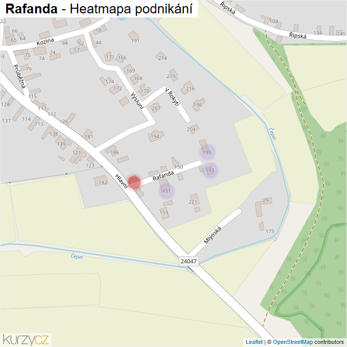 Mapa Rafanda - Firmy v ulici.