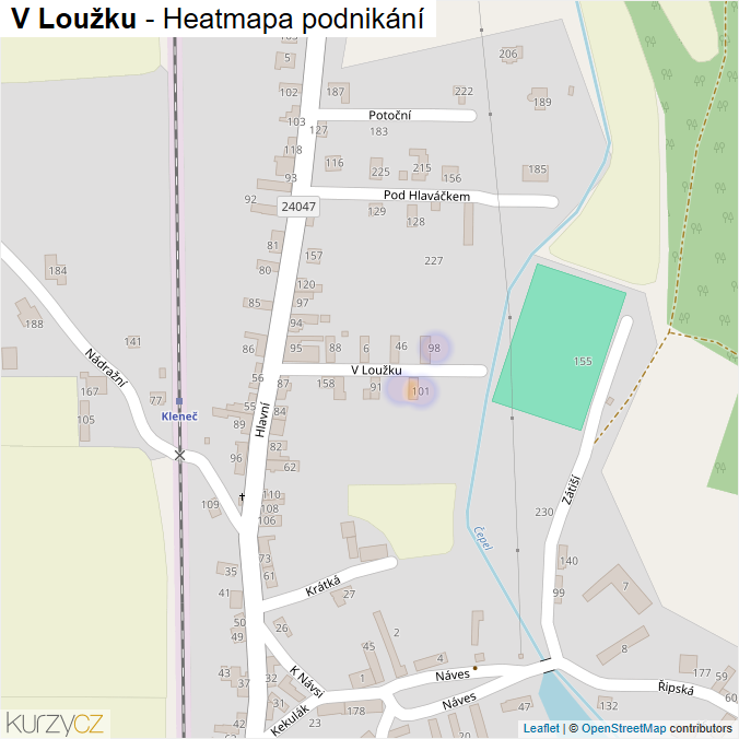 Mapa V Loužku - Firmy v ulici.