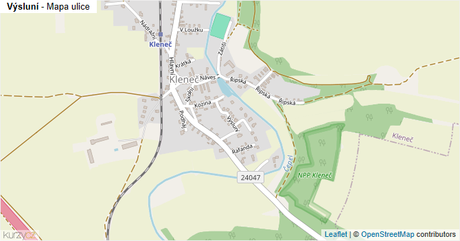 Výsluní - mapa ulice
