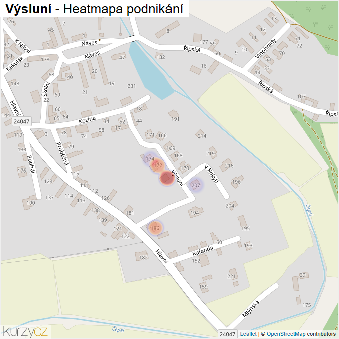 Mapa Výsluní - Firmy v ulici.