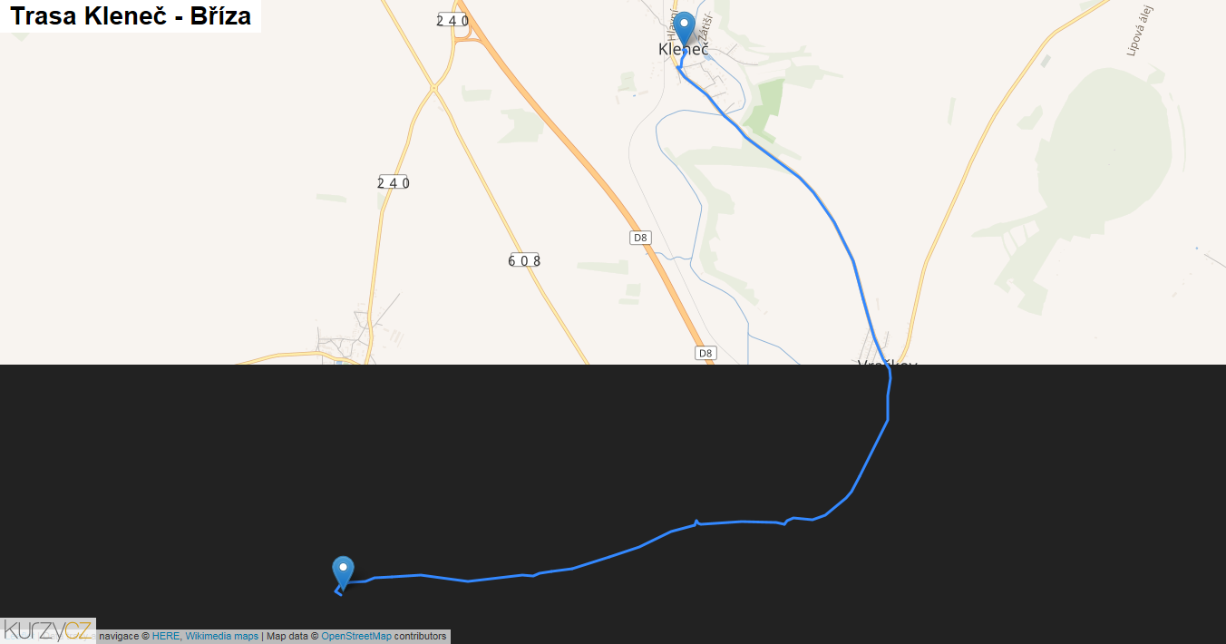 Kleneč-Bříza, mapa trasy