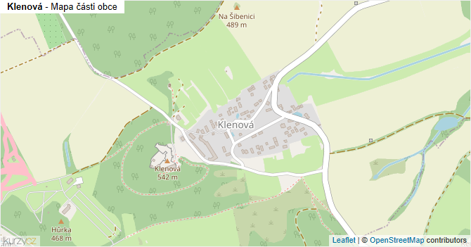 Klenová - mapa části obce
